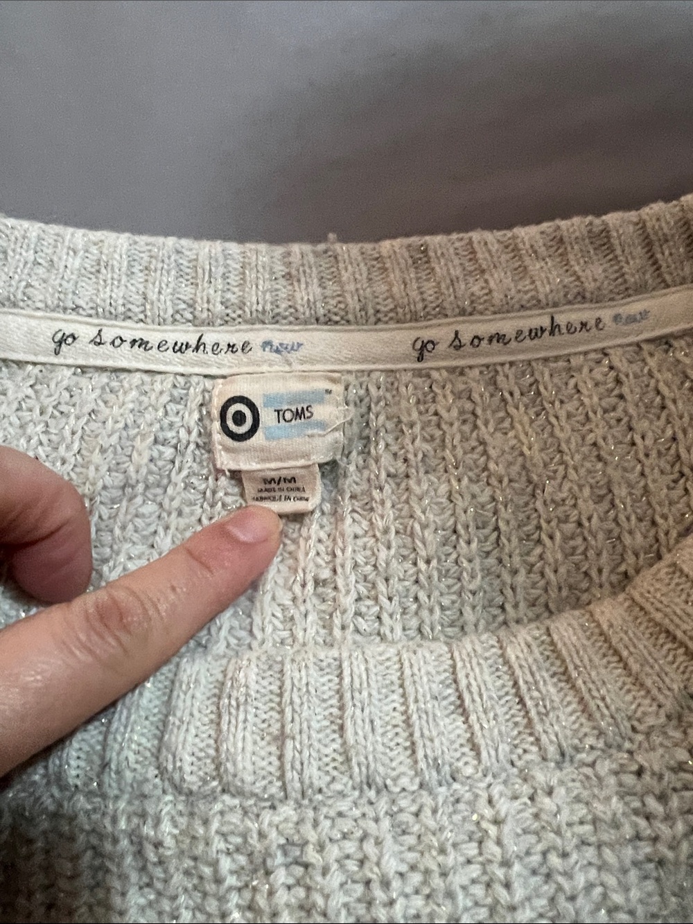 Toms Cream Ribbed Crewneck Sweater - Picture 6 of 9